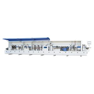Integrated bevel and straight edge machine MFB-XJ6P, a fully automatic edge banding machine for woodworking machinery, featuring contour tracking production equipment